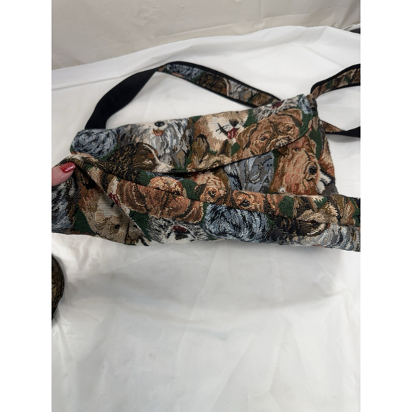 Vintage  Dog Tapestry Tote Handbag Messenger Carpet Bag Purse Multi Breed